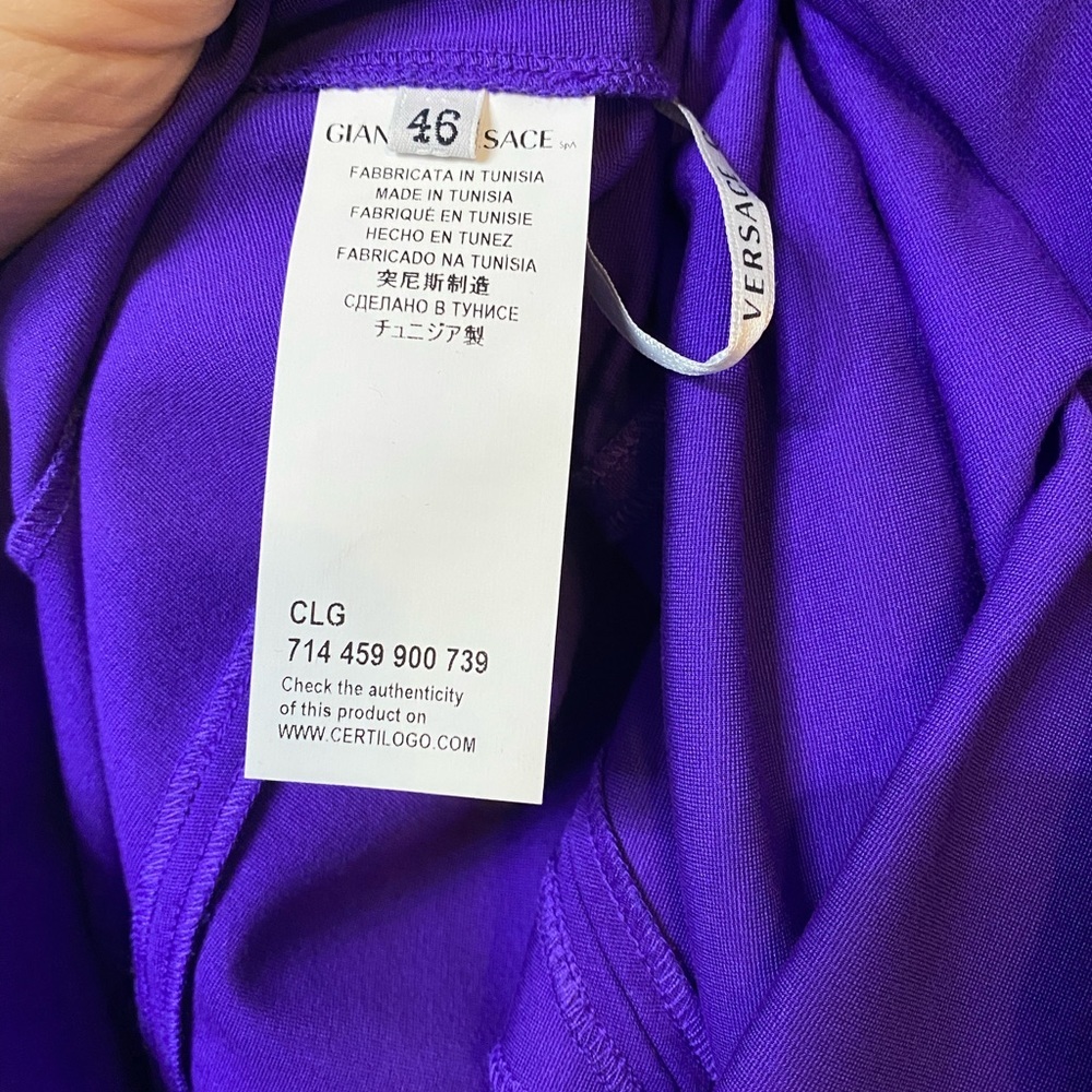 NWT 100% authentic Versace collection purple dress 3/4 length sleeves size 46 - Picture 6 of 8